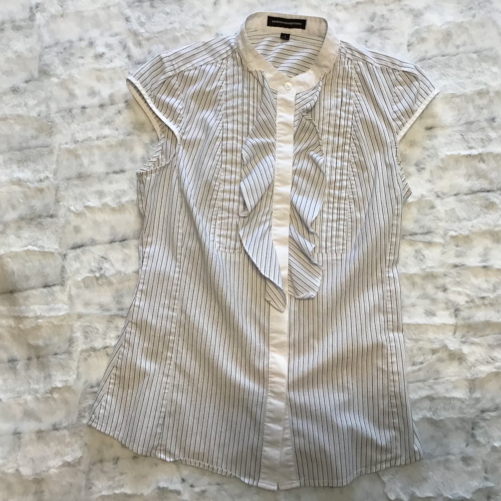 EXPRESS DESIGN STUDIO RUFFLE TUXEDO BLOUSE